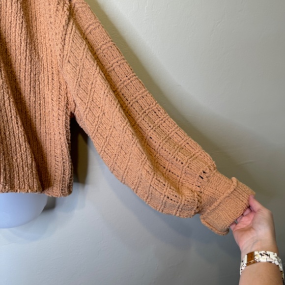 FP | Be Yours Chunky Open Knit Cowl Neck Long Dolman Sleeve Slouchy Sweater - Picture 10 of 14